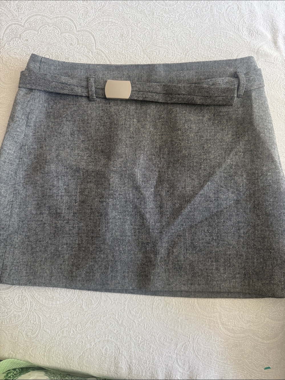 H&M Gray Mini Skirt with Slim Self Belt